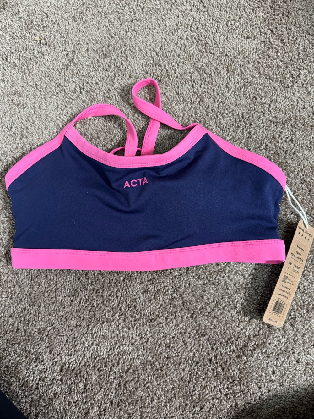 NWT ACTA 🩷 Evo Base Bra Navy/Hot Pink- Valentines Drop